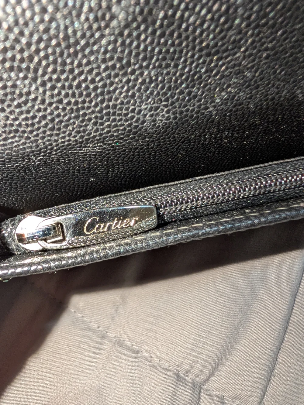 Vintage Cartier Black Men's Leather Pocket Secretary Wallet